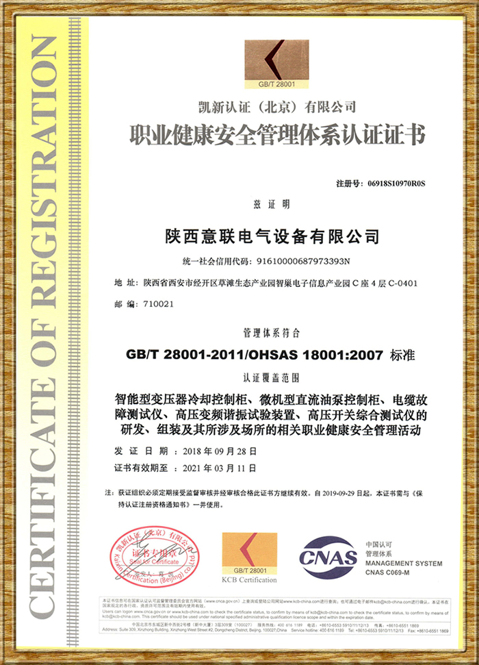 健康安全管理体系认证中文版